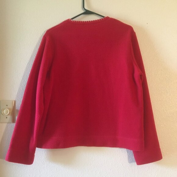 VTG White Stag Ugly Christmas Sweater Fleece Pullover Snowman Hearts Snowflakes - Picture 3 of 3